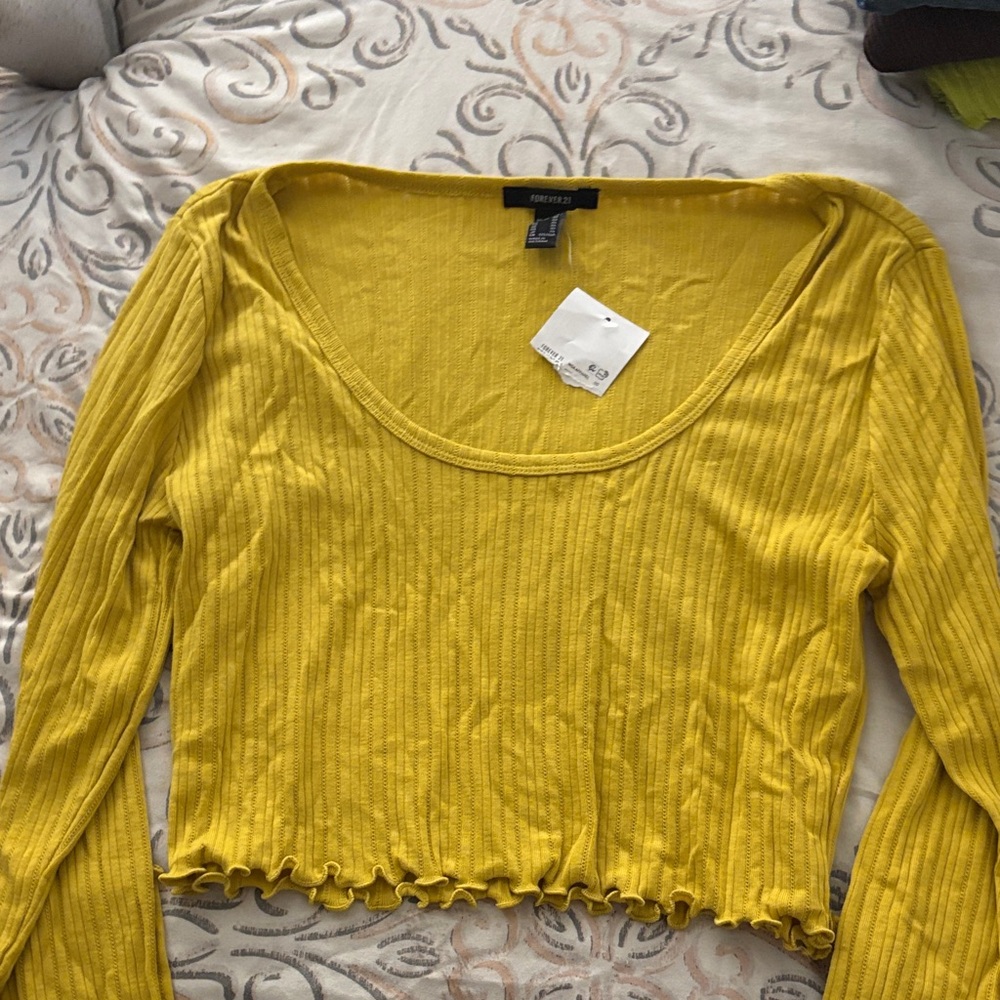 Forever 21 Mustard Ribbed Crop Top
